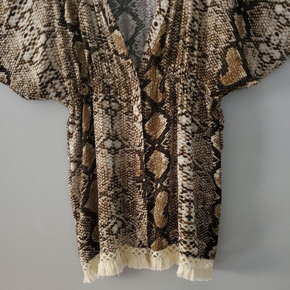 MAR by Vix Brown Multi Snake Print Kimono Size XL - Picture 3 of 8